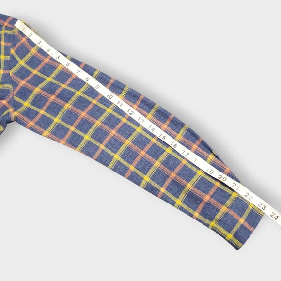 Toad&CO Re-Form Flannel Shirtdress Navy Blue Plaid Button Front Sz Small Casual - Picture 10 of 13